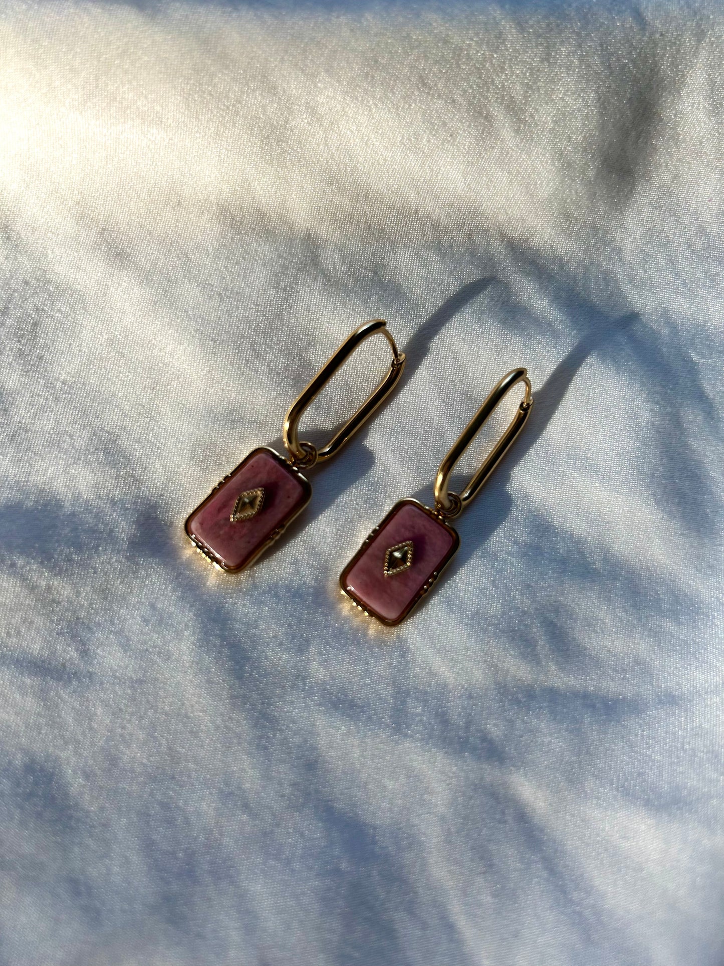 Rosalyna Hoop Earring - Rhodonite