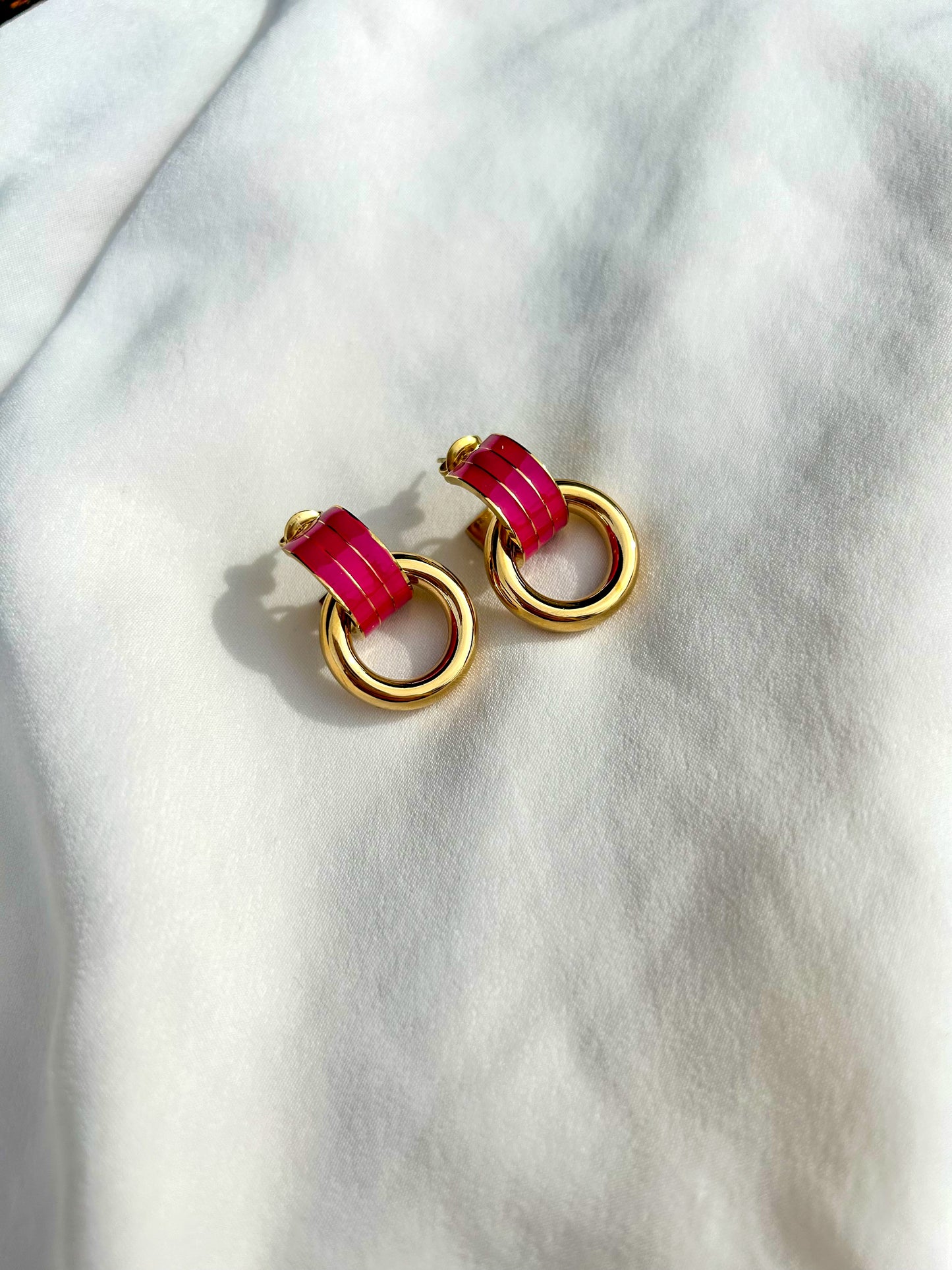 Enara Hoop Earrings (Pink)