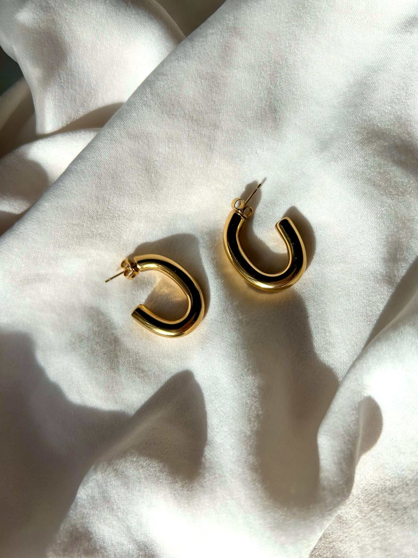 Oval Golden Hoop Earrings