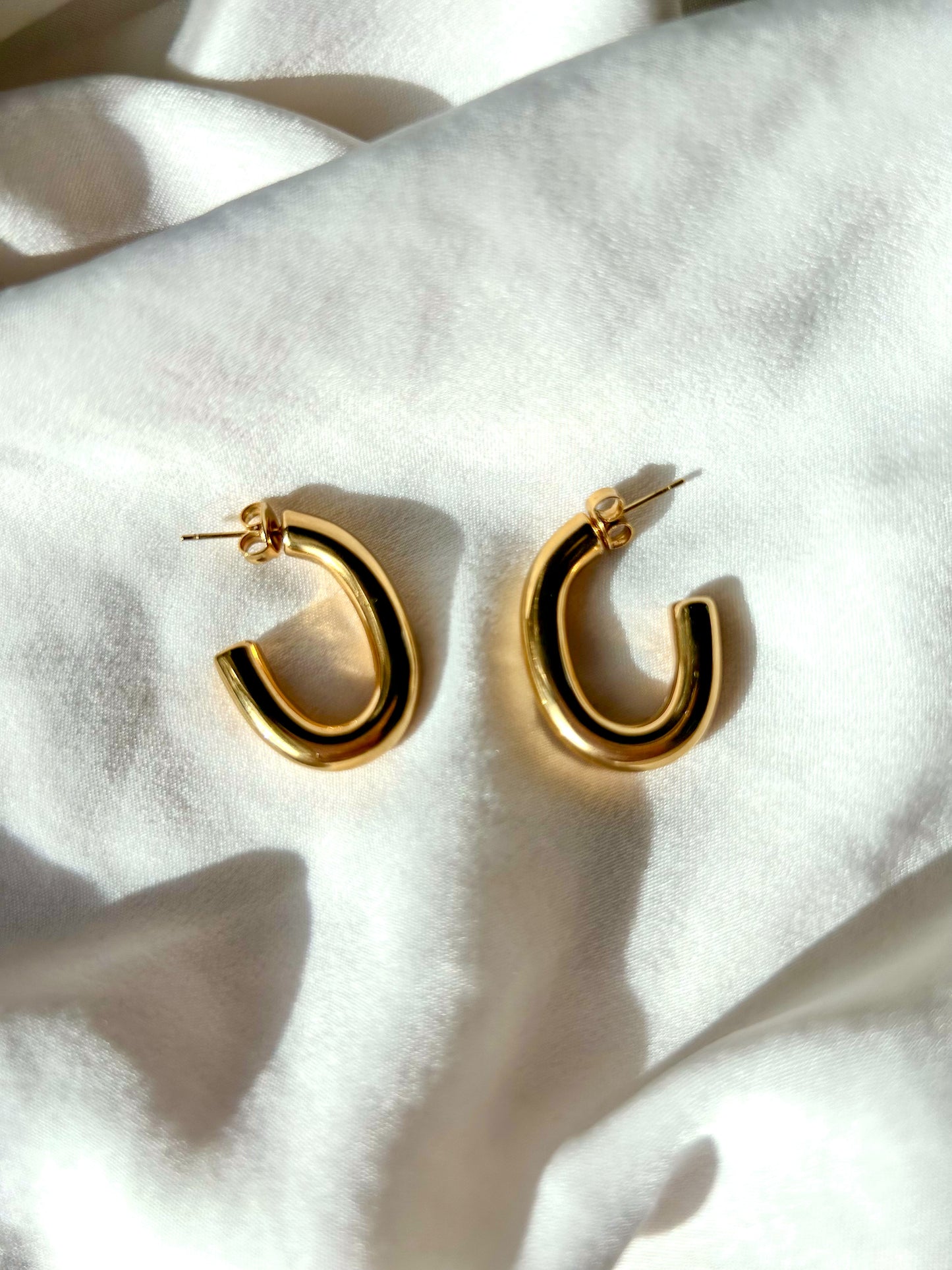 Oval Golden Hoop Earrings